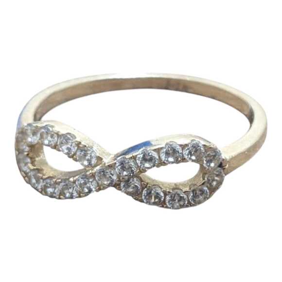 14k Yellow Gold Infinity Diamond Band Promise Ring Elegant Timeless Sparkling - Picture 1 of 5